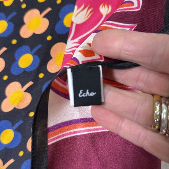 Echo Patchwork Larg Silk Scarf Limited Edition 95th Anniversary 50 x 50 - Picture 2 of 4